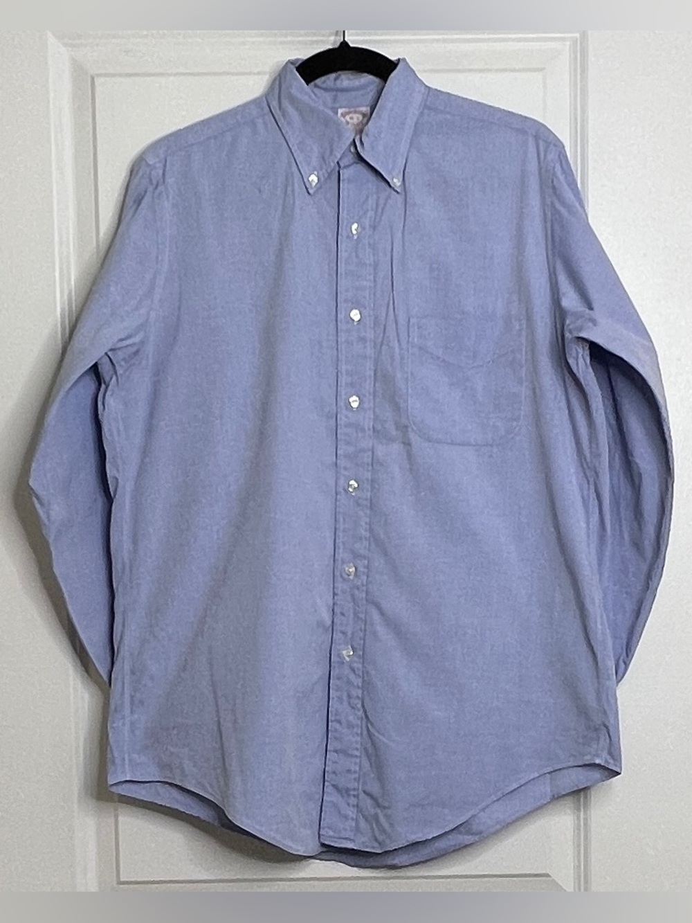 Vintage Brooks Brothers Makers Mens 15 3 USA Made Blue Cotton OCBD Shirt 80s 90s